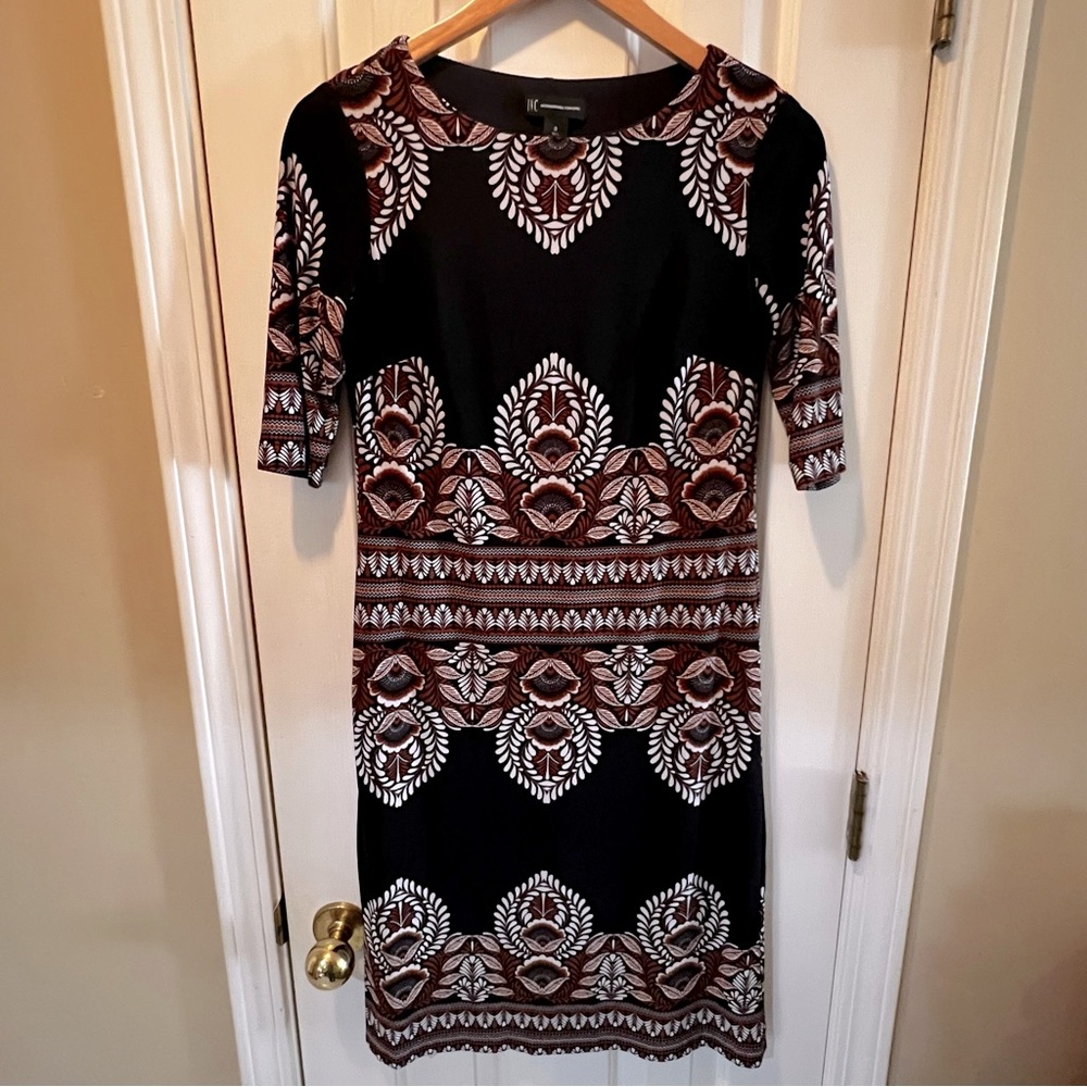 INC International Concepts Dress- Stretch- Black/Brown/Tan- Size 0